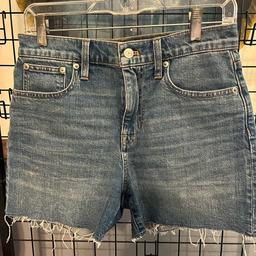 J. Crew Blue Jean Shorts High-Waisted Frayed Hem